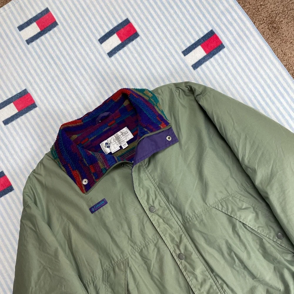 Vintage Columbia Fleece Lined Full Zip Up snap button Jacket - Picture 5 of 12